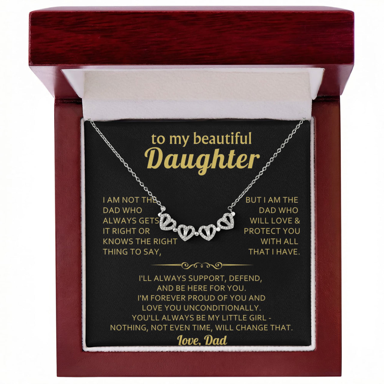 Magnetic Hearts Necklace for Daughter from Dad - Mother's Day Gift