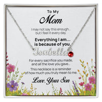 Custom Name Necklace with Birthstone for Mom from Son - Mother's Day Gift