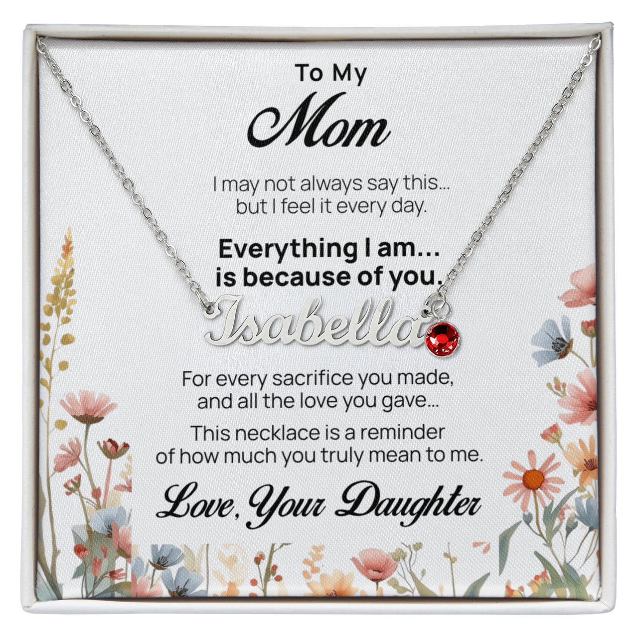 Custom Name Necklace with Birthstone for Mom from Daughter - Mother's Day Gift
