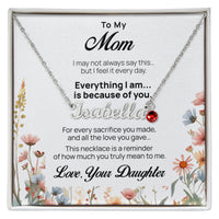 Custom Name Necklace with Birthstone for Mom from Daughter - Mother's Day Gift