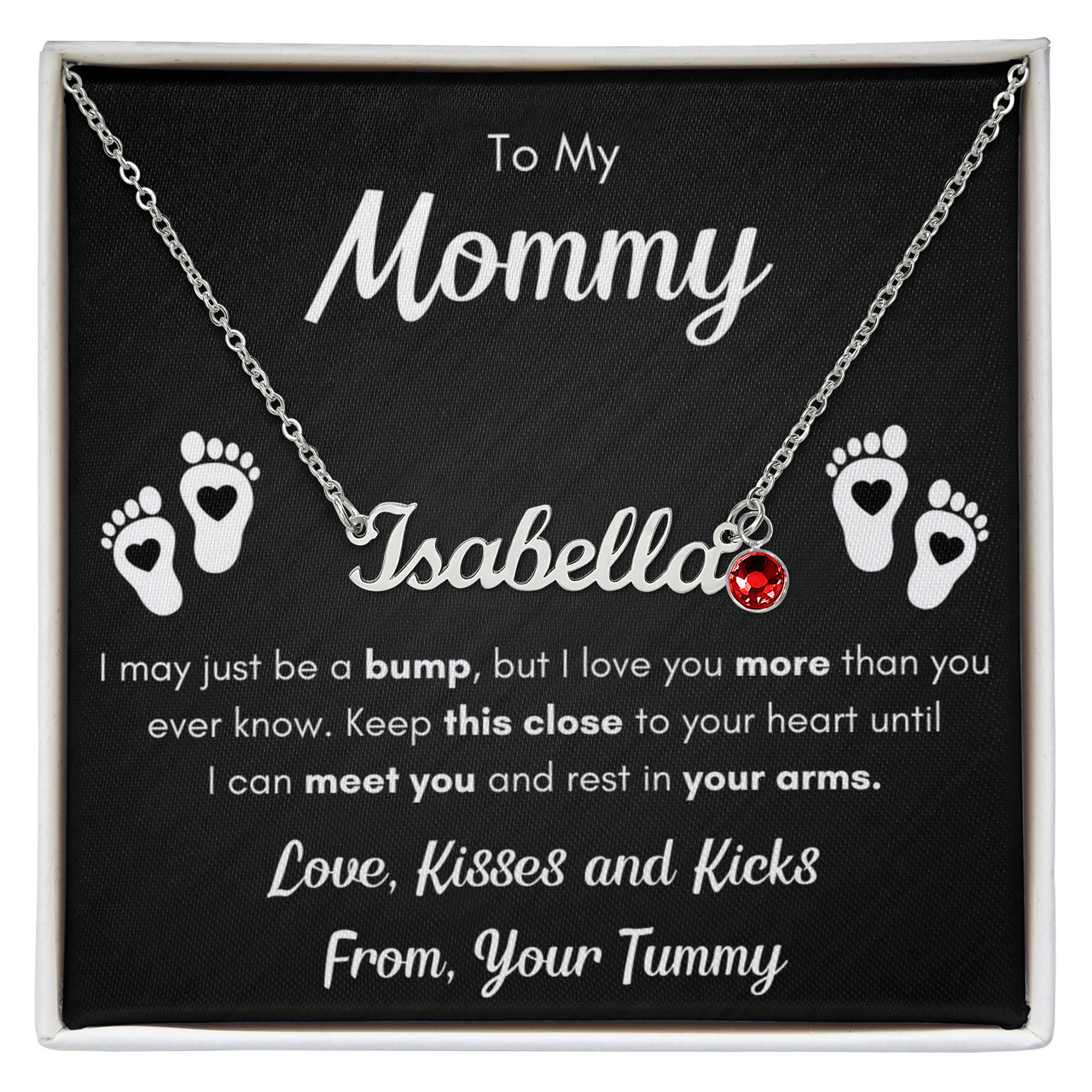 Custom Name Necklace with Birthstone for Mommy from Tummy - Mother's Day Gift
