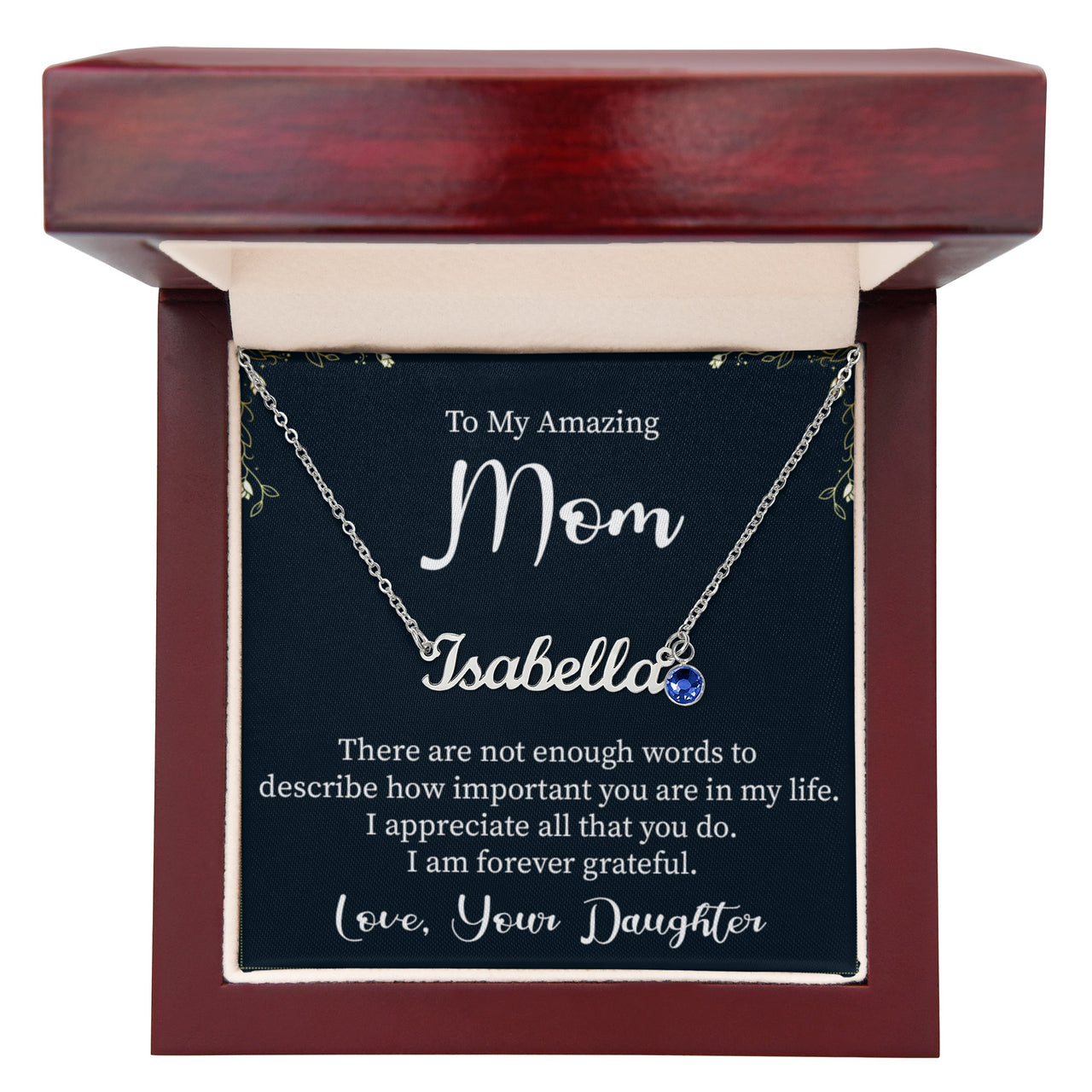 Custom Name Necklace with Birthstone for Mom from Daughter - Mother's Day Gift