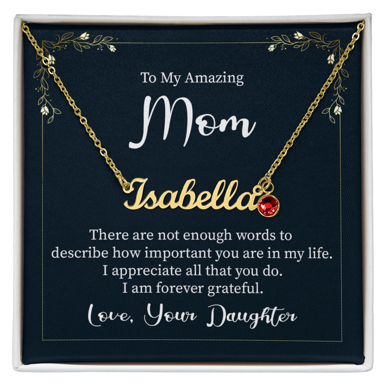 Custom Name Necklace with Birthstone for Mom from Daughter - Mother's Day Gift