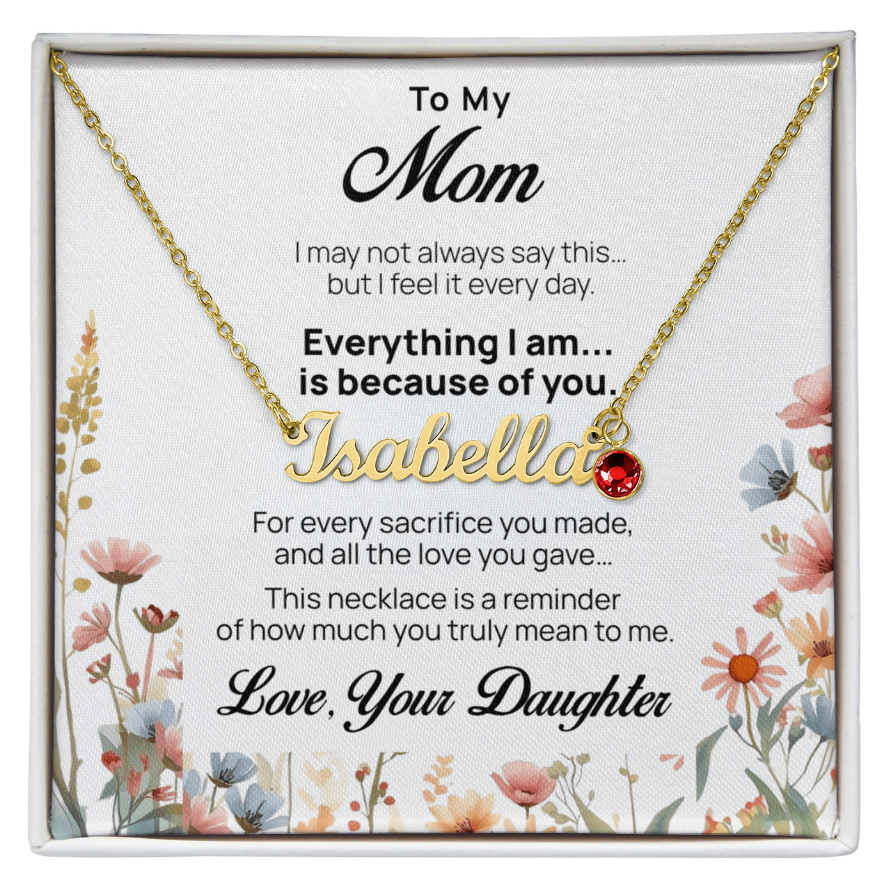 Custom Name Necklace with Birthstone for Mom from Daughter - Mother's Day Gift