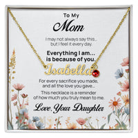 Custom Name Necklace with Birthstone for Mom from Daughter - Mother's Day Gift