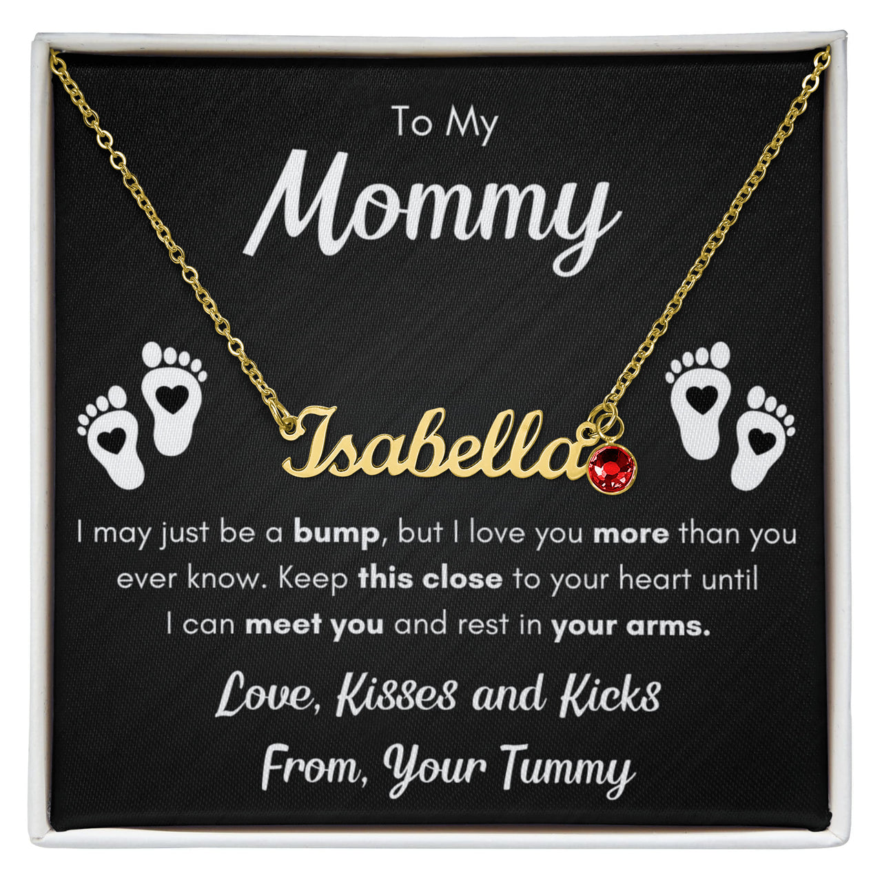Custom Name Necklace with Birthstone for Mommy from Tummy - Mother's Day Gift