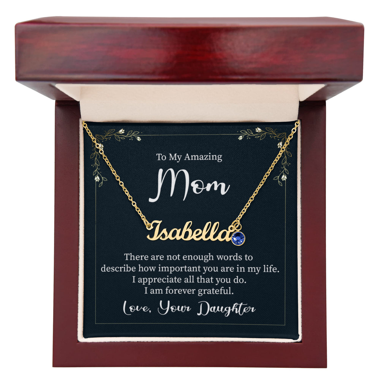 Custom Name Necklace with Birthstone for Mom from Daughter - Mother's Day Gift