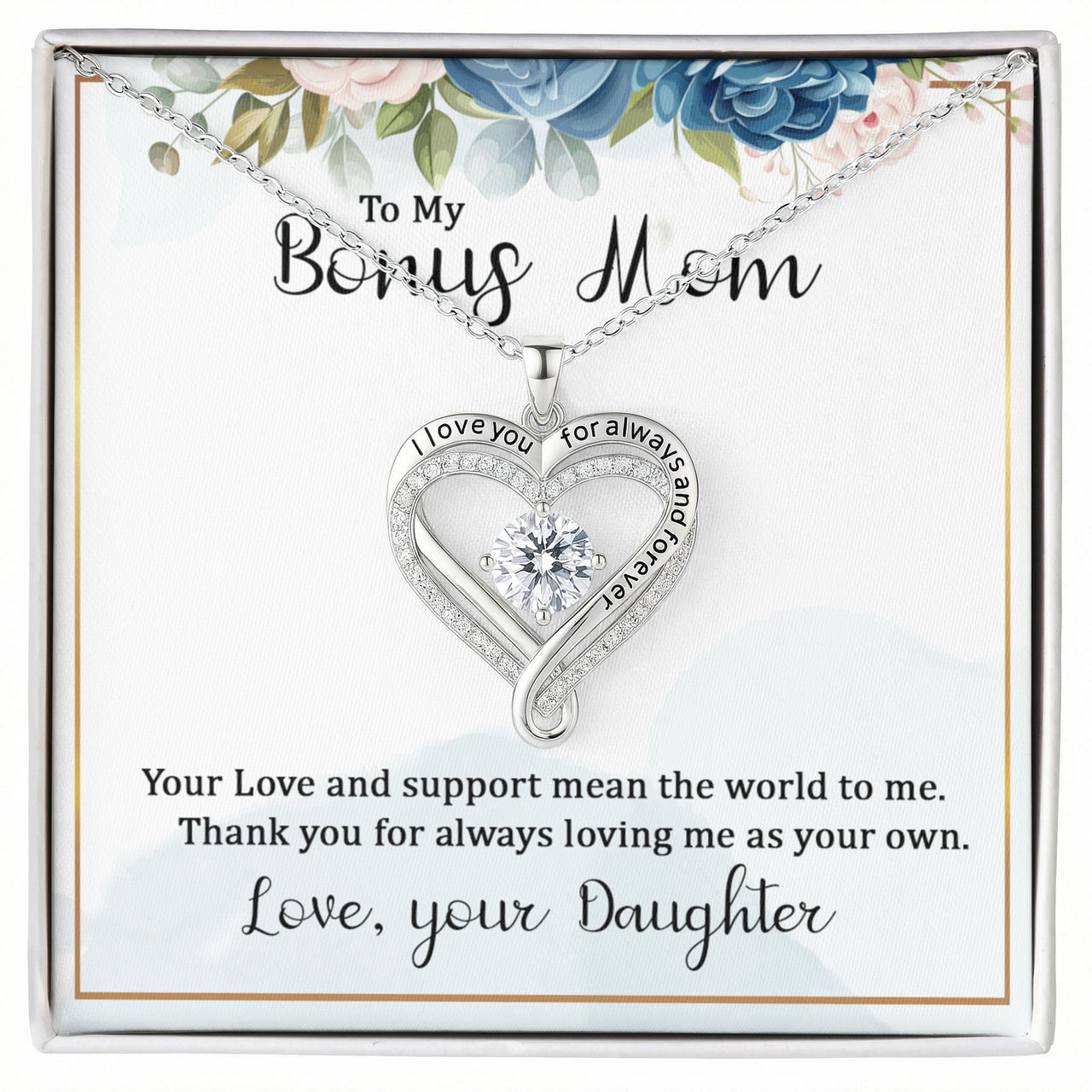 Love You Always Necklace for Stepmother / Bonus Mom from Daaughter - Mother's Day Gift