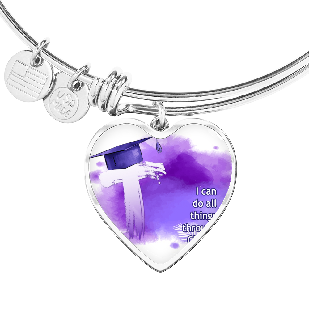Buyer Upload Luxury Heart Bangle - Graduation, Religion, I Can Do All Things