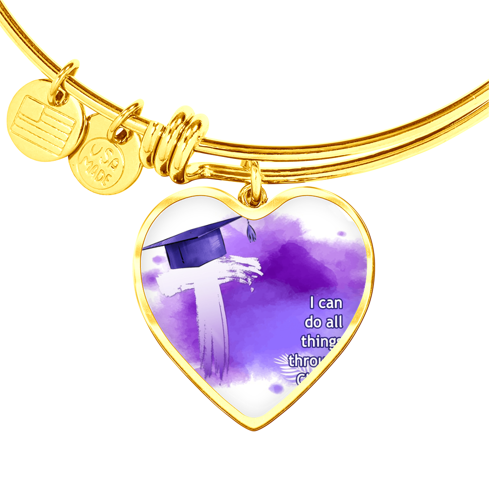 Buyer Upload Luxury Heart Bangle - Graduation, Religion, I Can Do All Things
