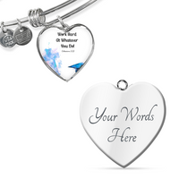 Buyer Upload Luxury Heart Bangle - Graduation, Religion, Work Hard At Whatever You Do