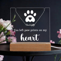 Personalized Keepsake Acrylic with Paw Print Name Necklace