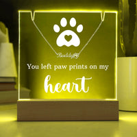 Personalized Keepsake Acrylic with Paw Print Name Necklace