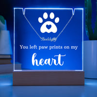 Personalized Keepsake Acrylic with Paw Print Name Necklace
