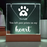 Personalized Keepsake Acrylic with Paw Print Name Necklace