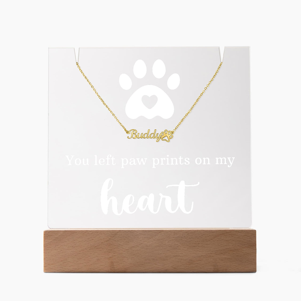 Personalized Keepsake Acrylic with Paw Print Name Necklace