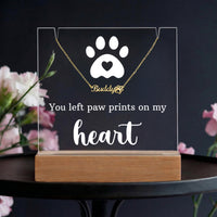 Personalized Keepsake Acrylic with Paw Print Name Necklace
