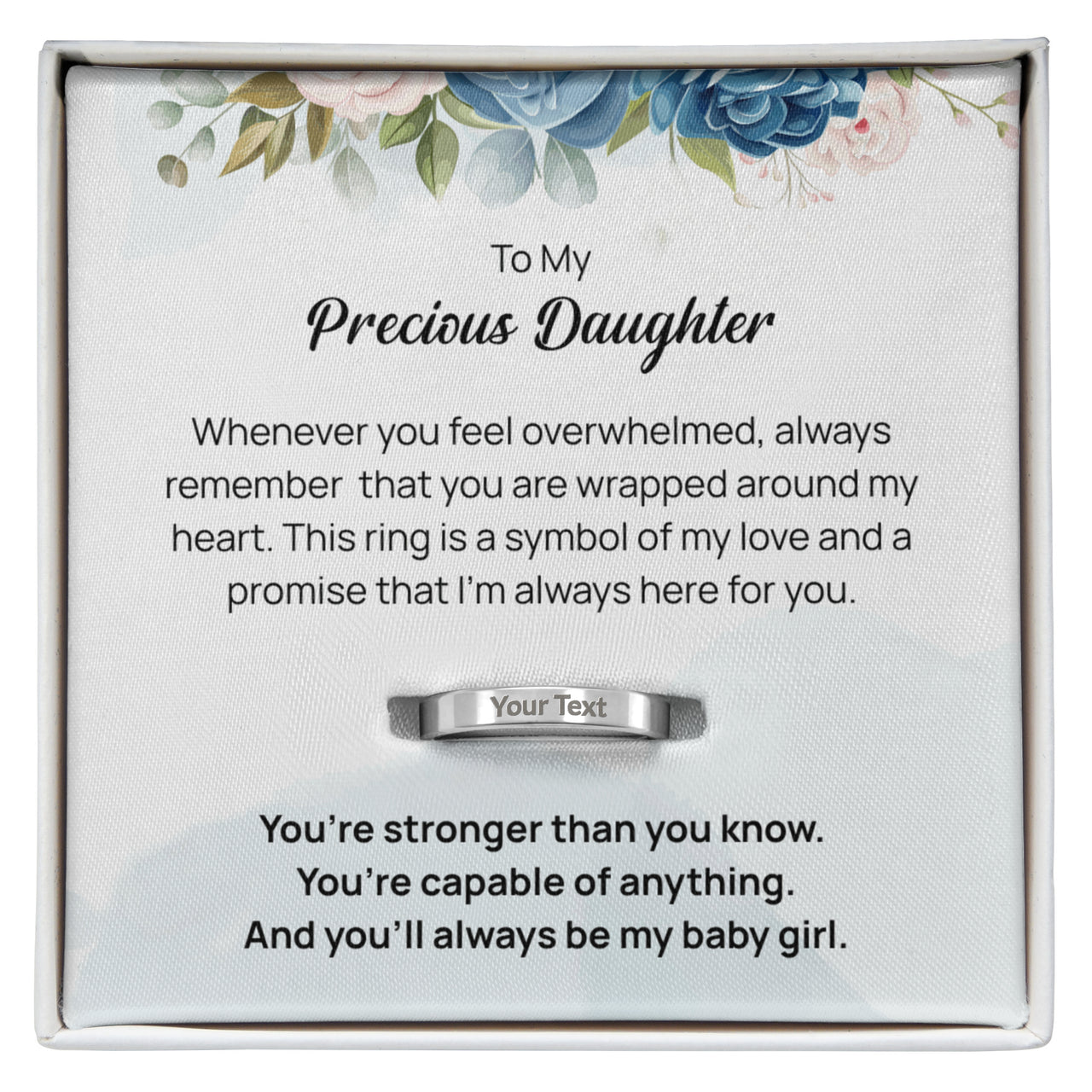Engraved Ring with Message Card for Daughter - Mother's Day Gift