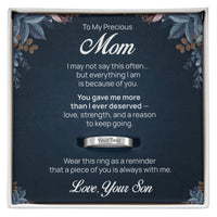 Engraved Ring with Message Card for Mom from Son - Mother's Day Gift