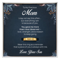 Engraved Ring with Message Card for Mom from Son - Mother's Day Gift