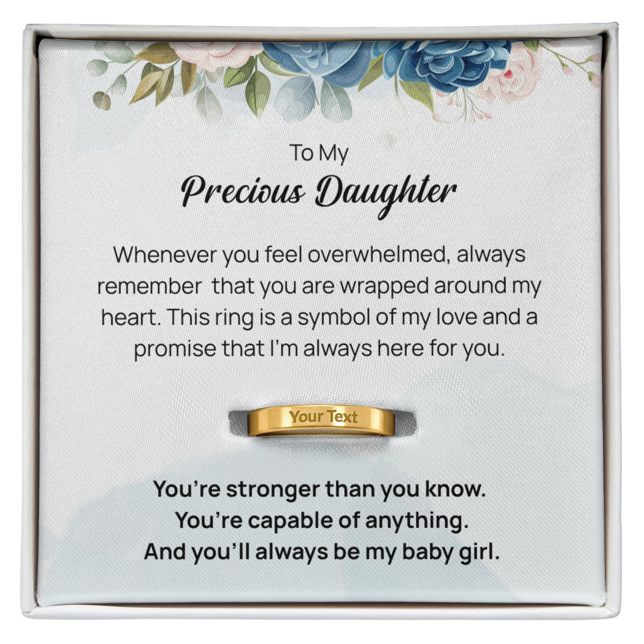 Engraved Ring with Message Card for Daughter - Mother's Day Gift