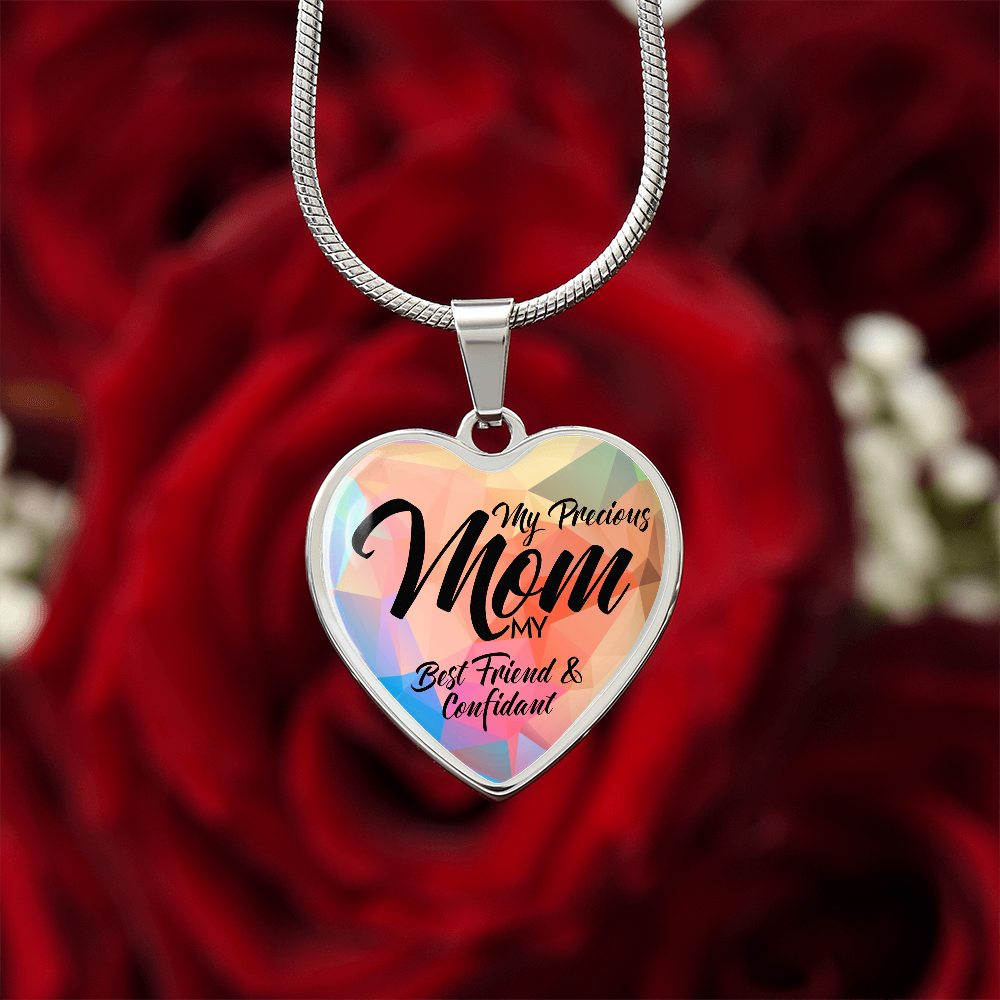 Luxury Graphic Heart Necklace for Mom - Mother's Day Gift - My Precious Mom My Best Friend & Confidant