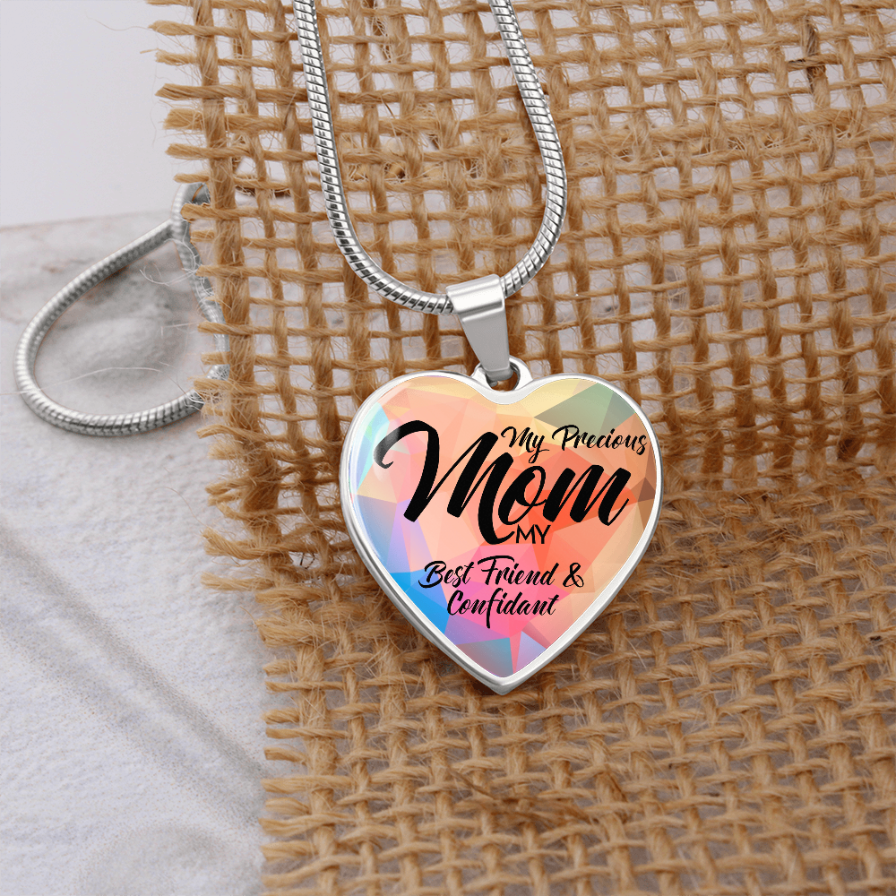 Luxury Graphic Heart Necklace for Mom - Mother's Day Gift - My Precious Mom My Best Friend & Confidant