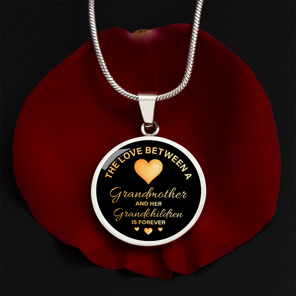 Luxury Graphic Circle Necklace for Grandmother - Mother's Day Gift - The Love Between a Grandmother and her Grandchildren is Forever