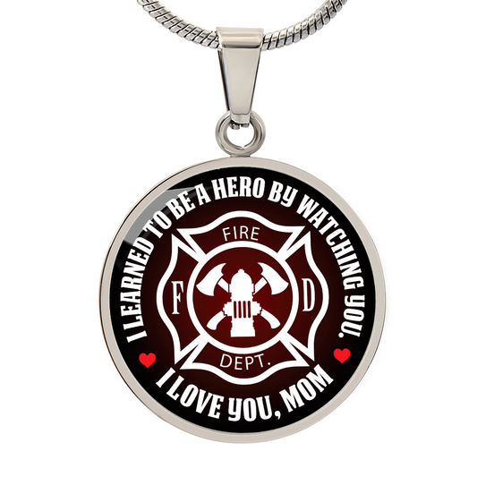Personalized Graphic Circle Necklace – Firefighter Mom Hero Gift