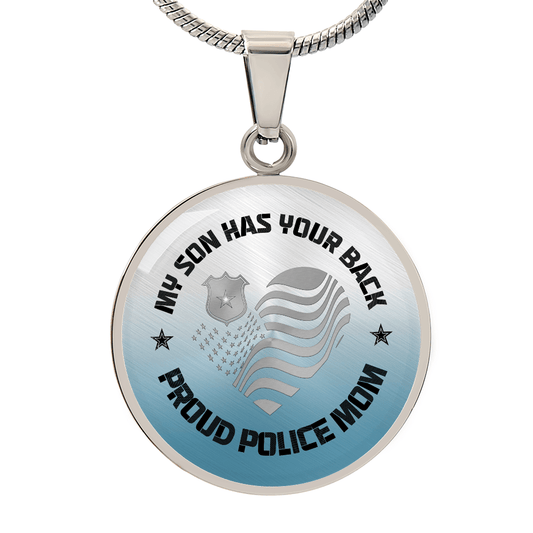 Personalized Graphic Circle Necklace – Proud Police Mom Gift from Son - TreasuredTale