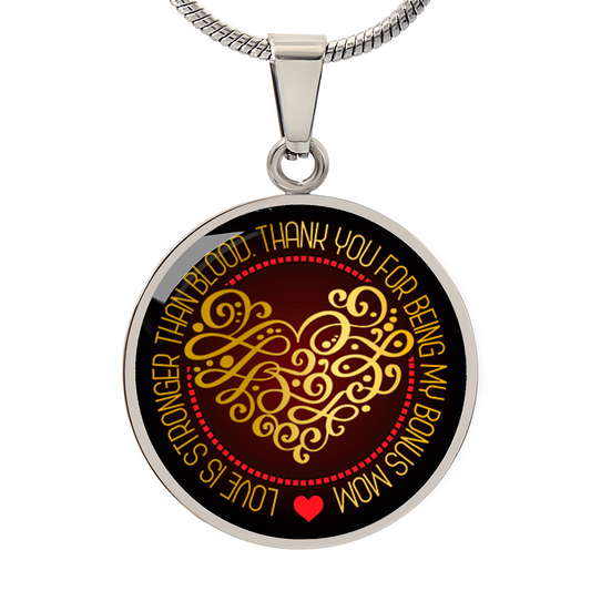 Personalized Graphic Circle Necklace – Gift for Bonus Mom with Love