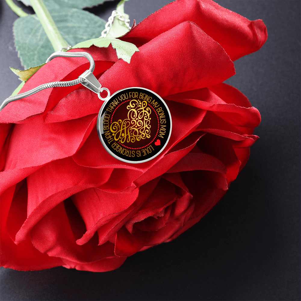 Personalized Graphic Circle Necklace – Gift for Bonus Mom with Love - TreasuredTale