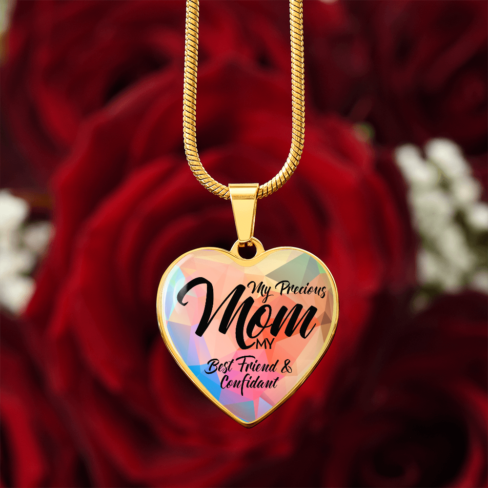 Luxury Graphic Heart Necklace for Mom - Mother's Day Gift - My Precious Mom My Best Friend & Confidant