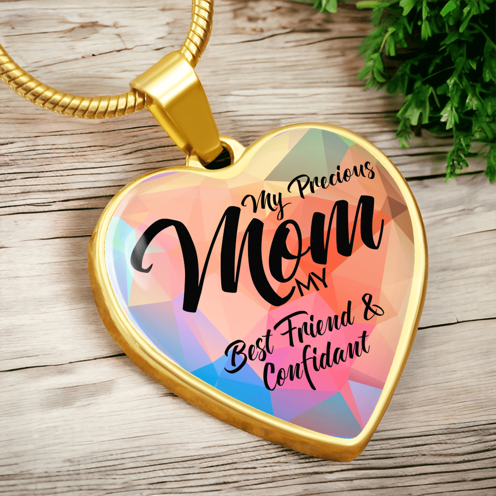 Luxury Graphic Heart Necklace for Mom - Mother's Day Gift - My Precious Mom My Best Friend & Confidant