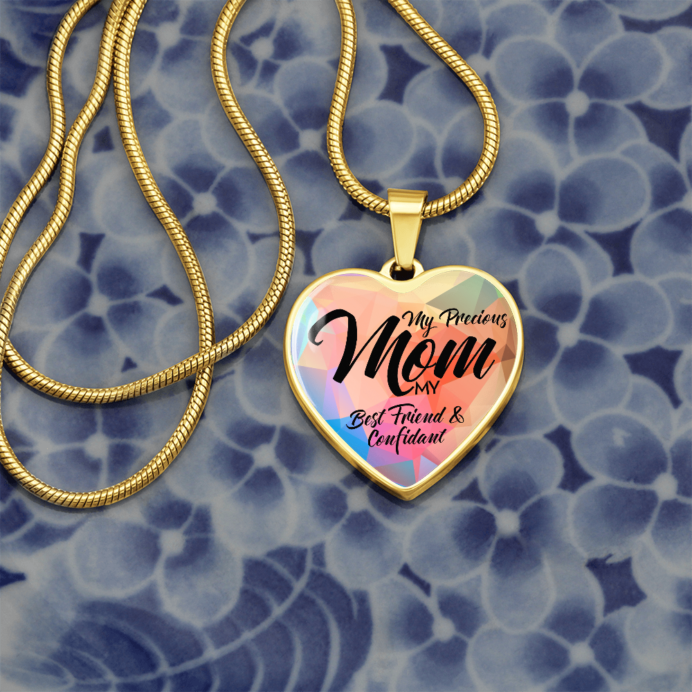 Luxury Graphic Heart Necklace for Mom - Mother's Day Gift - My Precious Mom My Best Friend & Confidant