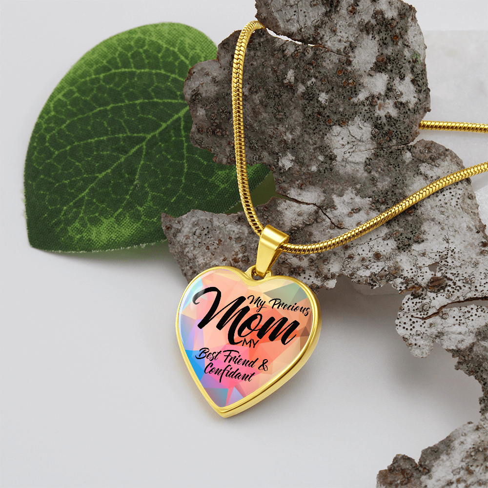 Luxury Graphic Heart Necklace for Mom - Mother's Day Gift - My Precious Mom My Best Friend & Confidant