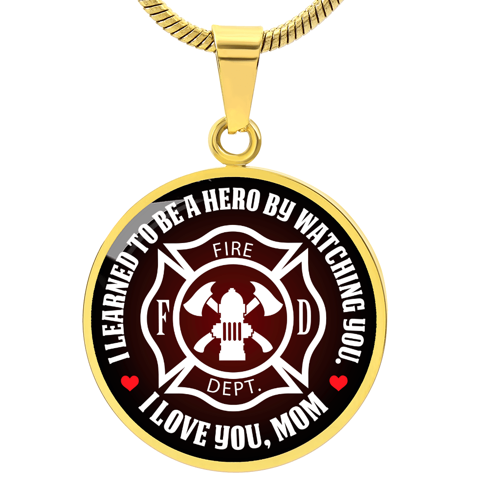 Personalized Graphic Circle Necklace – Firefighter Mom Hero Gift - TreasuredTale