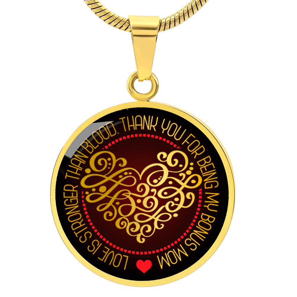 Personalized Graphic Circle Necklace – Gift for Bonus Mom with Love - TreasuredTale