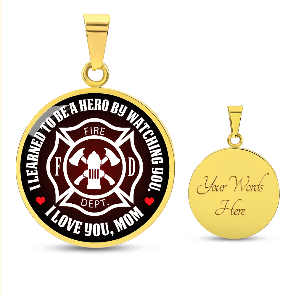 Personalized Graphic Circle Necklace – Firefighter Mom Hero Gift - TreasuredTale