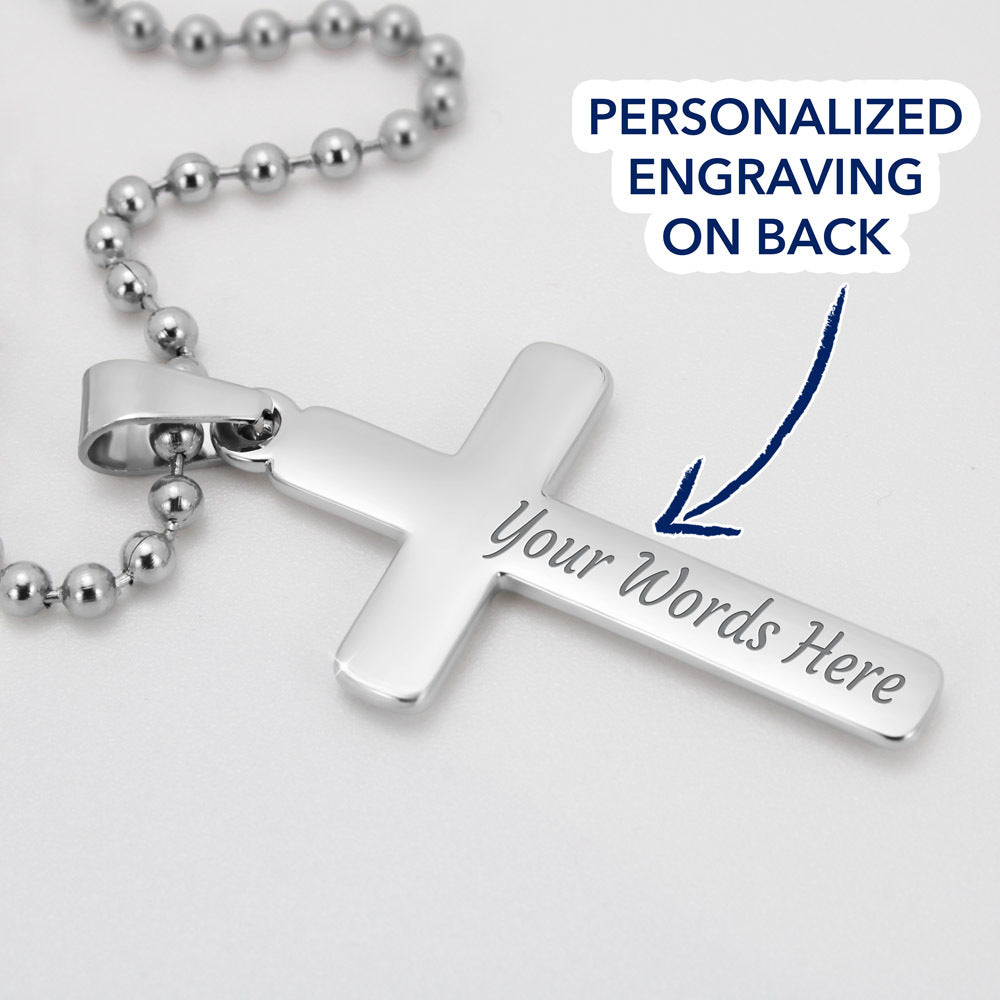 Personalized Cross Necklace with Ball Chain for Daughter - Mother's Day Gift