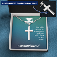 Artisan Cross with Cuban Link Chain - Gift For Son, Grandson, Great Grandson