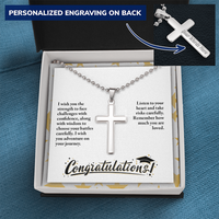Personalized Cross Necklace with Ball Chain - Graduation, Religion, I Wish You The Strength