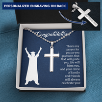Personalized Cross Necklace with Ball Chain - Graduation, Religion, This Is My Prayer