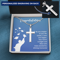 Personalized Cross Necklace with Ball Chain - Graduation, Congratulations