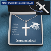 Personalized Cross Necklace with Ball Chain - Gift For Him, Son, Grandson, Wishing You A New Word