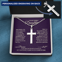 Personalized Cross Necklace with Ball Chain for Daughter - Mother's Day Gift