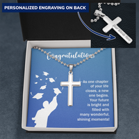 Personalized Cross Necklace with Ball Chain - Graduation, Congratulations