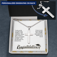 Personalized Cross Necklace with Ball Chain - Graduation, Religion, I Wish You The Strength