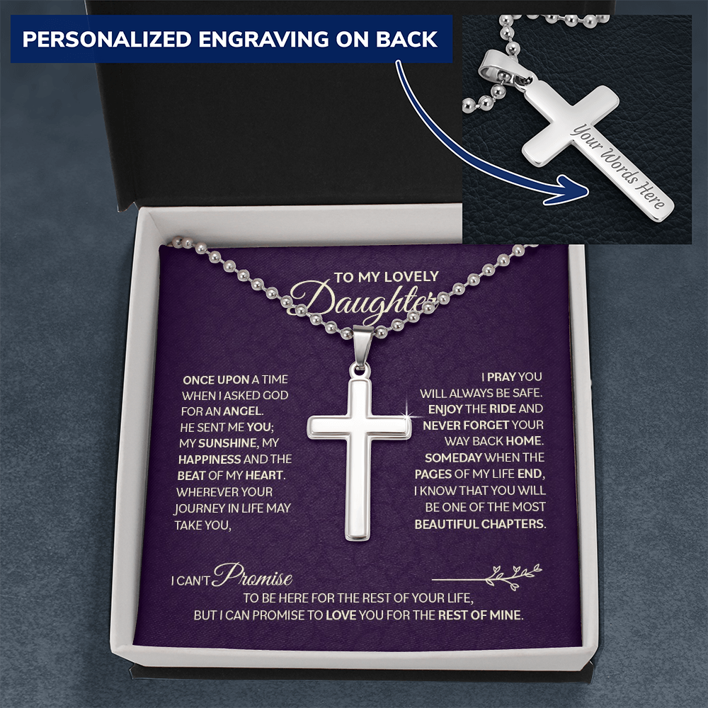 Personalized Cross Necklace with Ball Chain for Daughter - Mother's Day Gift