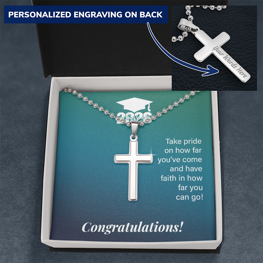 Artisan Cross with Cuban Link Chain - Gift For Son, Grandson, Great Grandson